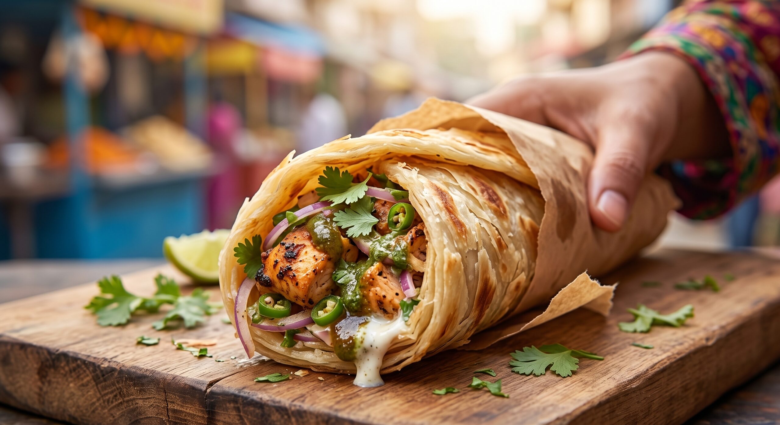 Chicken pratha roll